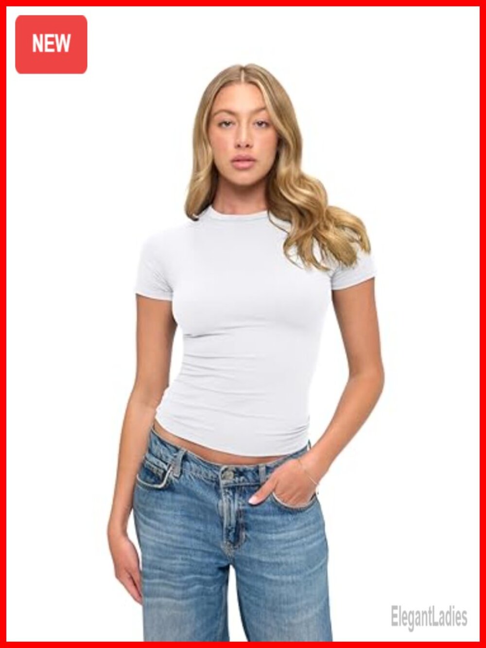 Women's Super Soft Stretch Y2K Short Sleeve Baby Tee Crop Top